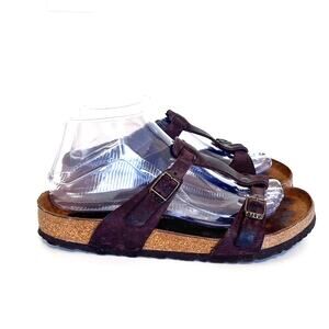 Birkenstock Larisa Slip On Womens Sandals Size 38 US 7 Brown Oiled Leather Open